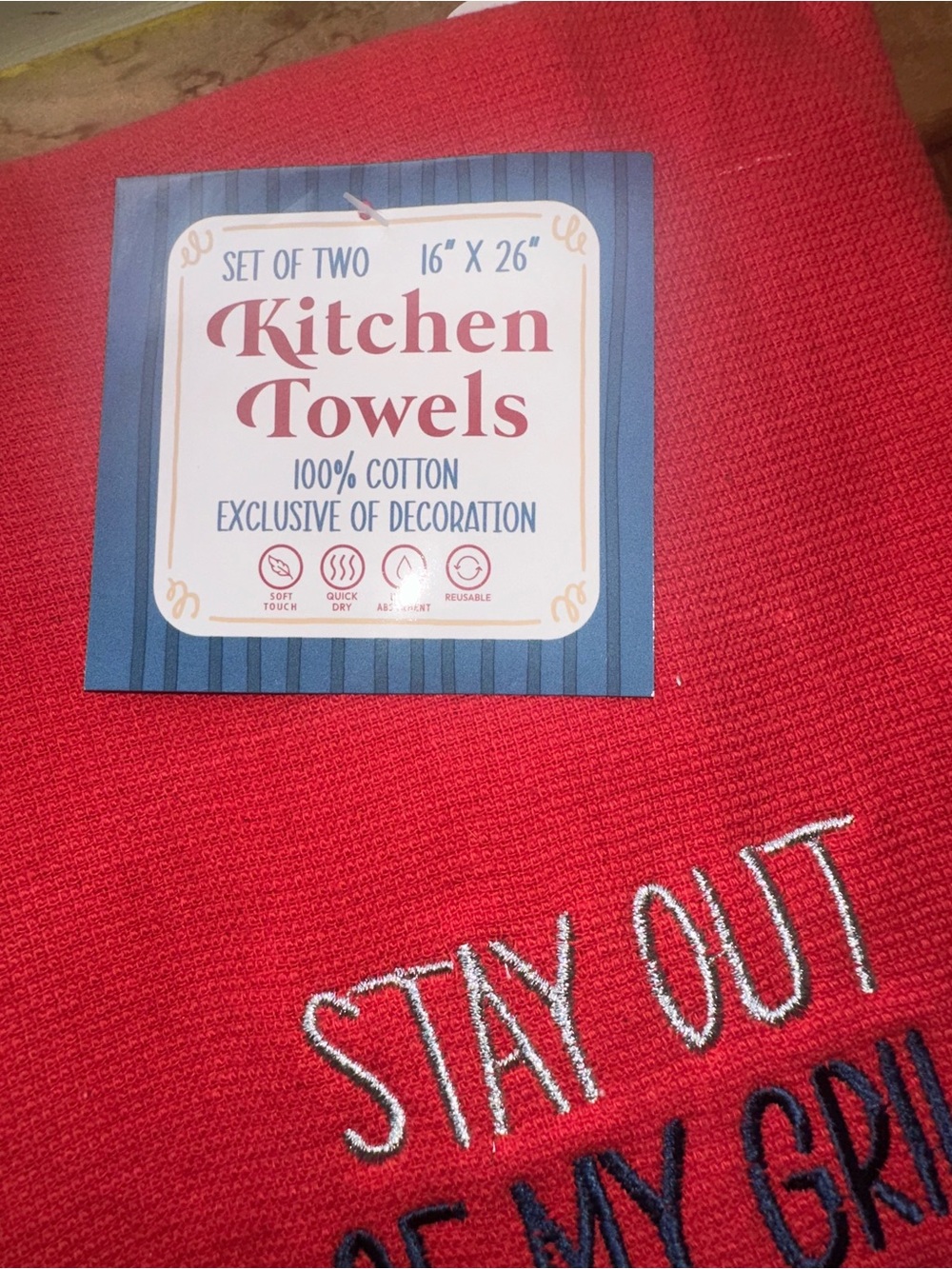 Stay Out Of My Grill Kitchen Towel - Set of Two - New - Picture 5 of 5